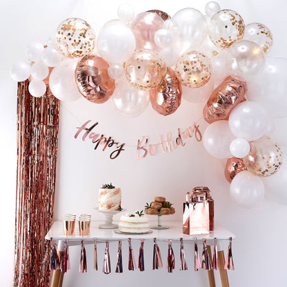 Rose Gold Balloon Arch - Confetti Balloon Garland Kit - Ellie's Party Supply