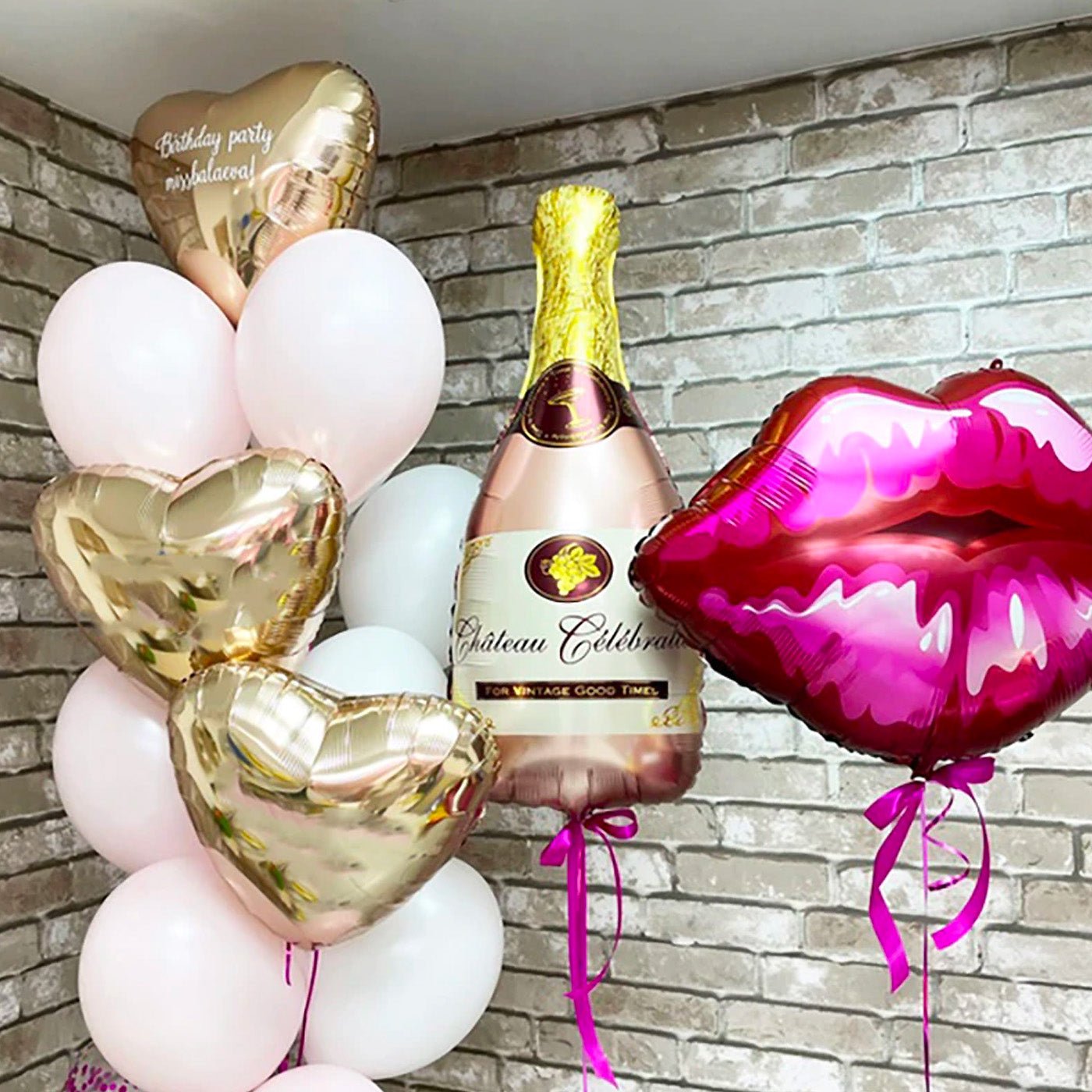 Rose Gold Champagne Mylar Balloon (38 Inches) - Ellie's Party Supply