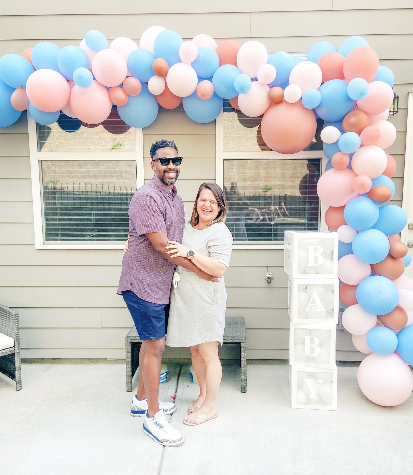 Rose Gold Gender Reveal Balloon Arch - Balloon Garland Kit - Ellie's Party Supply