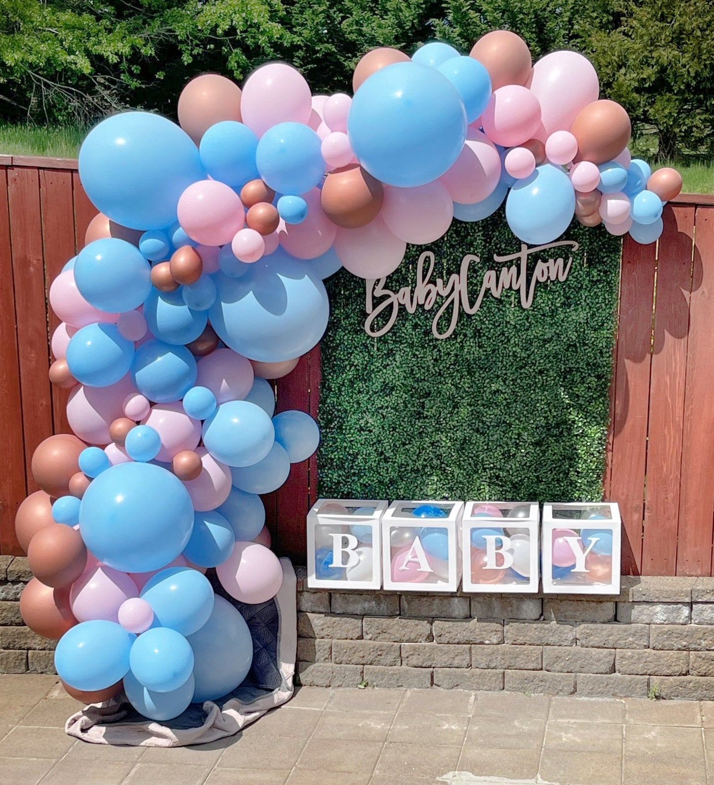 Rose Gold Gender Reveal Balloon Arch - Balloon Garland Kit - Ellie's Party Supply