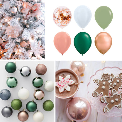 Rose Gold & Sage Christmas Confetti Balloon Garland Kit - Ellie's Party Supply