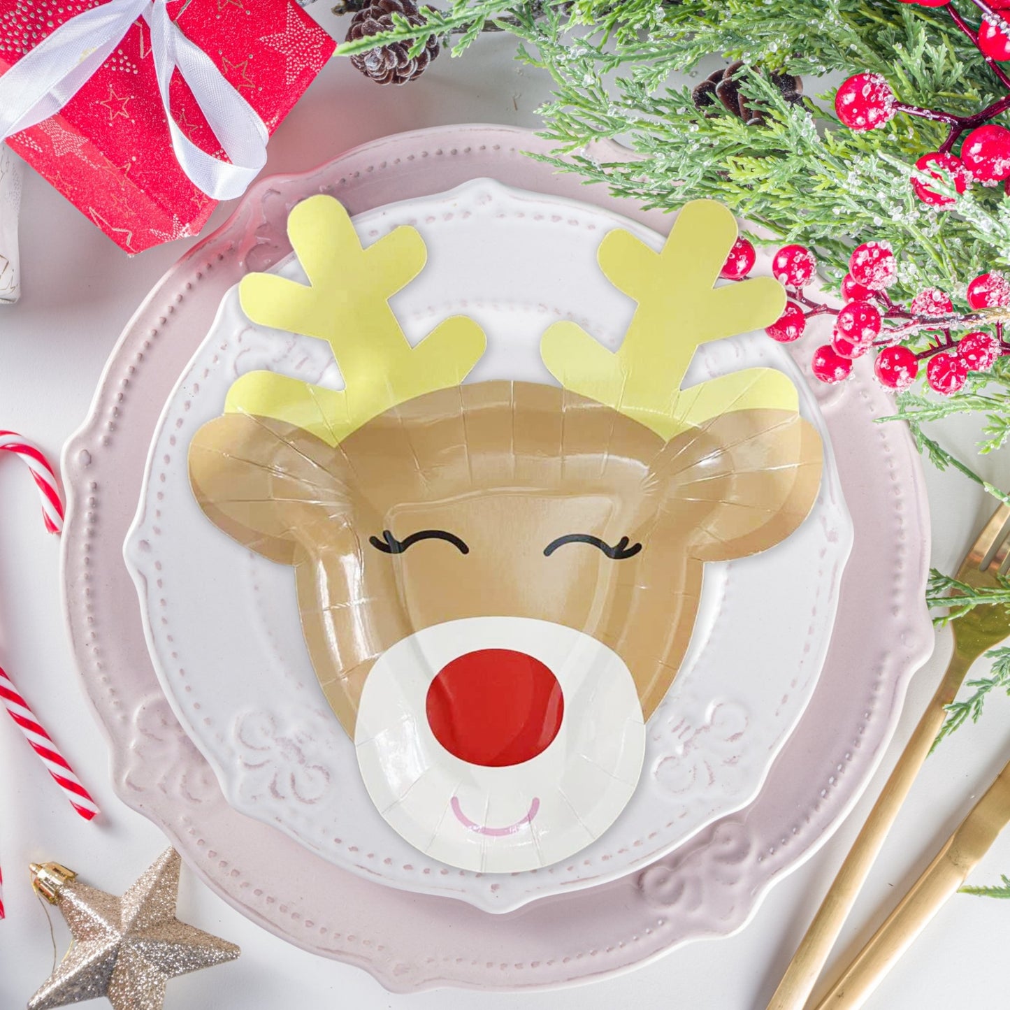 Rudolph the Reindeer Christmas Paper Plates (Set of 8) - Ellie's Party Supply