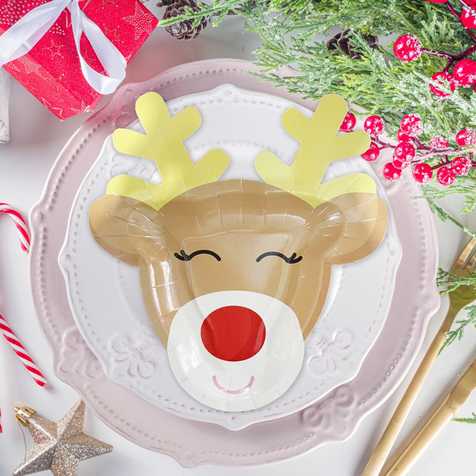 8pcs Christmas Paper Plates, Reindeer Paper Plates, Disposable Christmas  Rudolph Paper Dinner Plates, Decorative Party Plates For Holiday New Year  Events Dining Kitchen Tableware, High-quality & Affordable