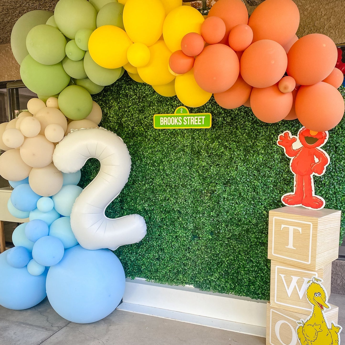 Sesame Street Balloon Arch - Blue Orange Yellow Green Balloon Garland Kit - Ellie's Party Supply