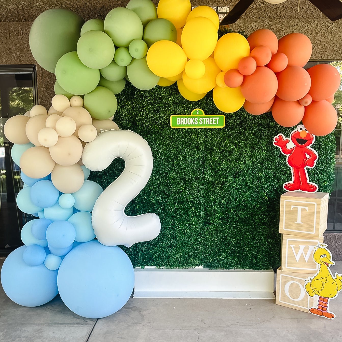 Sesame Street Balloon Arch - Blue Orange Yellow Green Balloon Garland Kit - Ellie's Party Supply