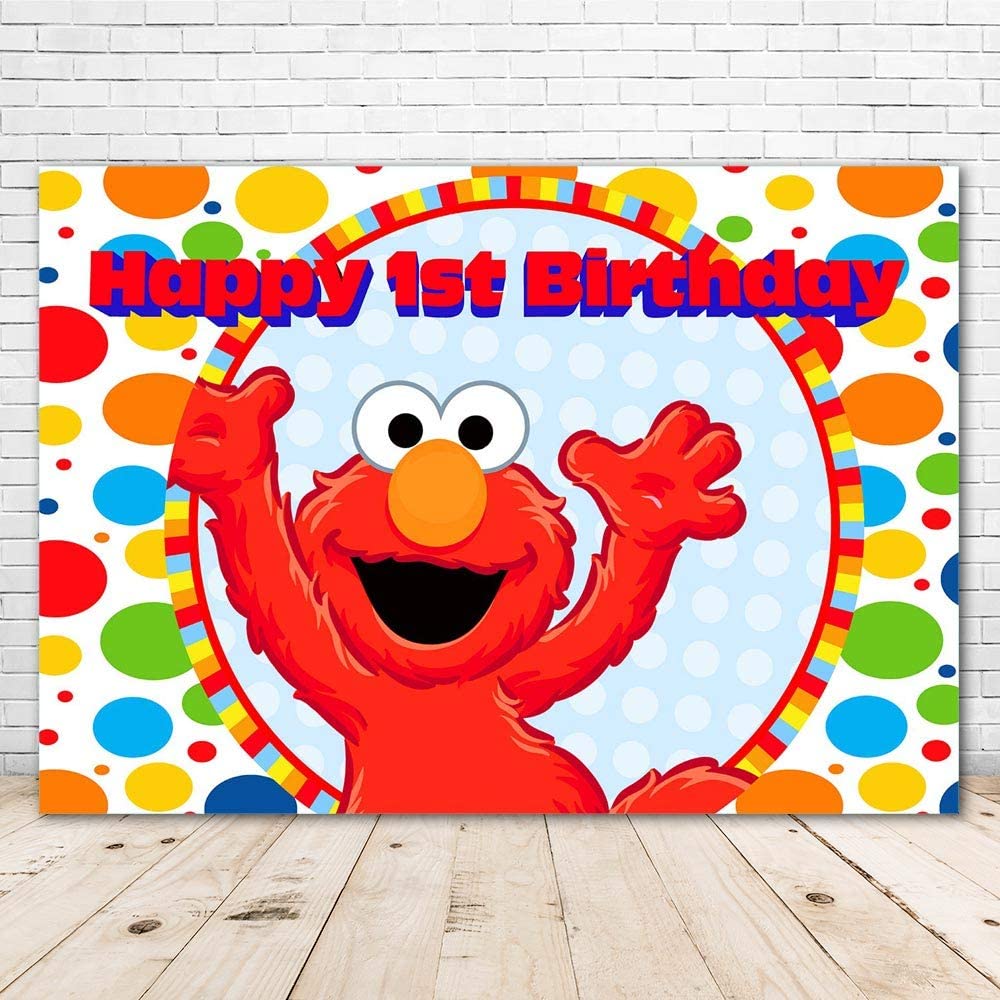 Sesame Street Elmo 1st Birthday Backdrop (5x7 ft) - Ellie's Party Supply