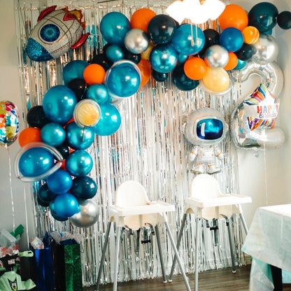 Silver Metallic Fringe Tinsel Curtain Backdrop - Ellie's Party Supply