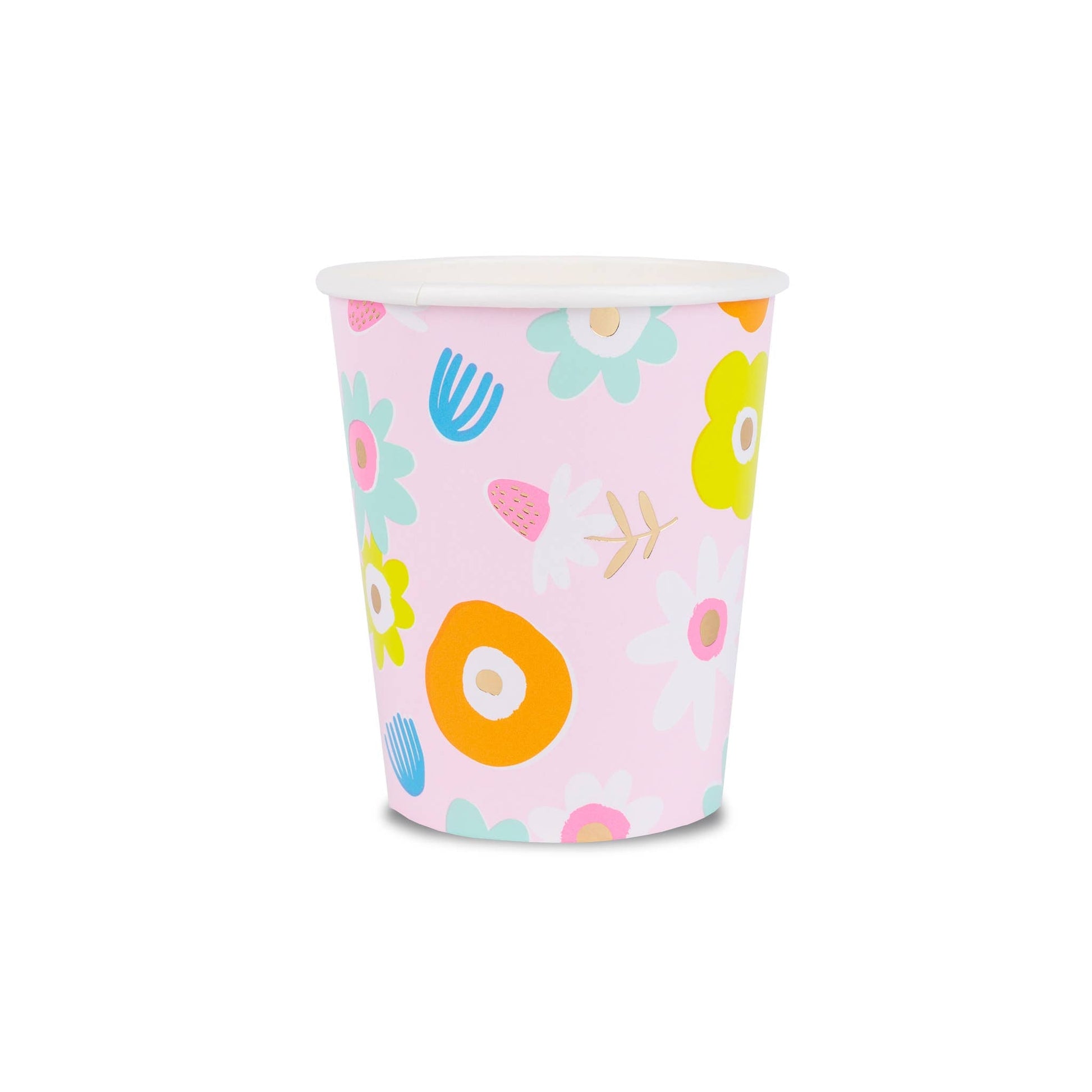 Spring Flower Pastel Pink Paper Cups (Set of 8) - Ellie's Party Supply