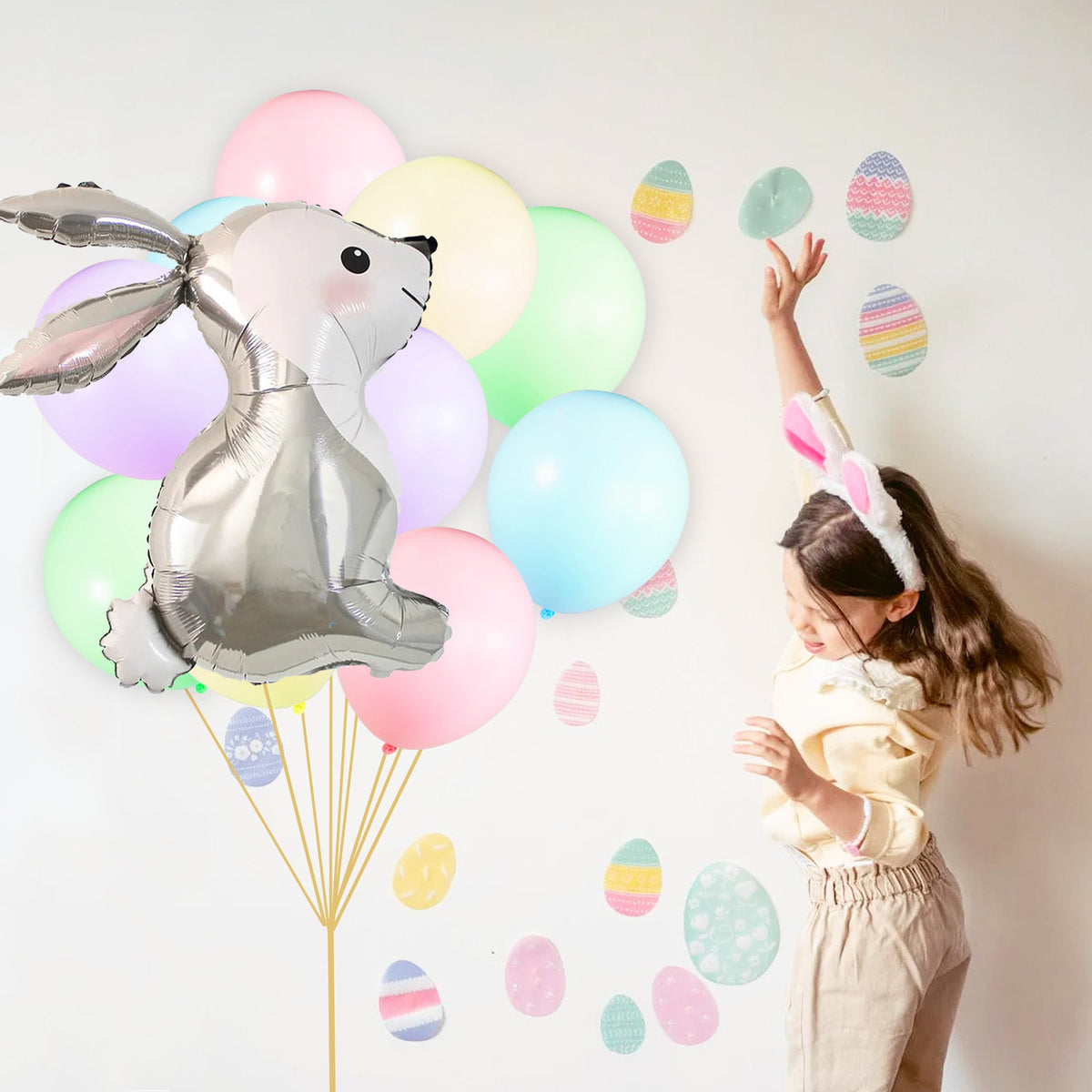 Spring Rabbit Pastel Balloon Bouquet (11 Pack) from Ellie's Party Supply