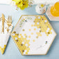 Sweet As Can Bee Honeycomb Large Paper Plates (Set of 16) - Ellie's Party Supply