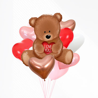 Teddy Bear I Love You Heart Balloon Bouquet Kit (11 Pack) - Ellie's Party Supply