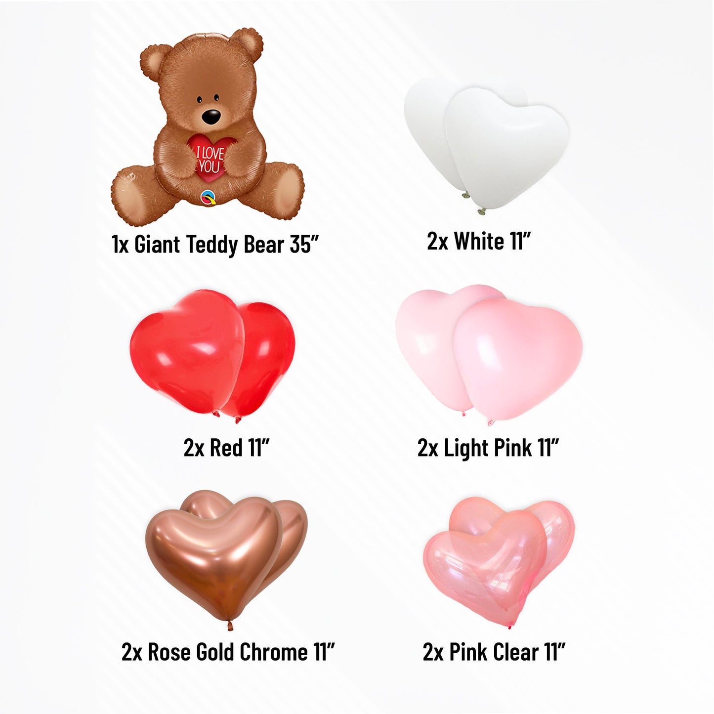 Teddy Bear I Love You Heart Balloon Bouquet Kit (11 Pack) - Ellie's Party Supply