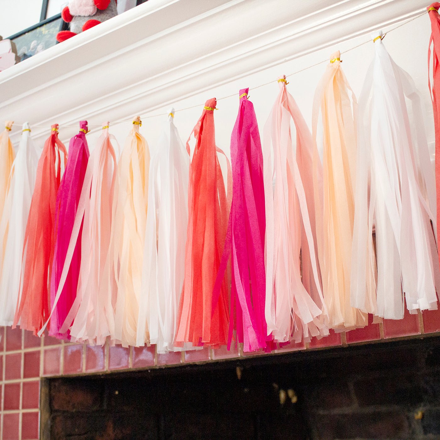 Hot Pink Light Pink Tissue Paper Tassels Party Tassel Garland Banner for  Party Decorations, DIY Kits,15PCS
