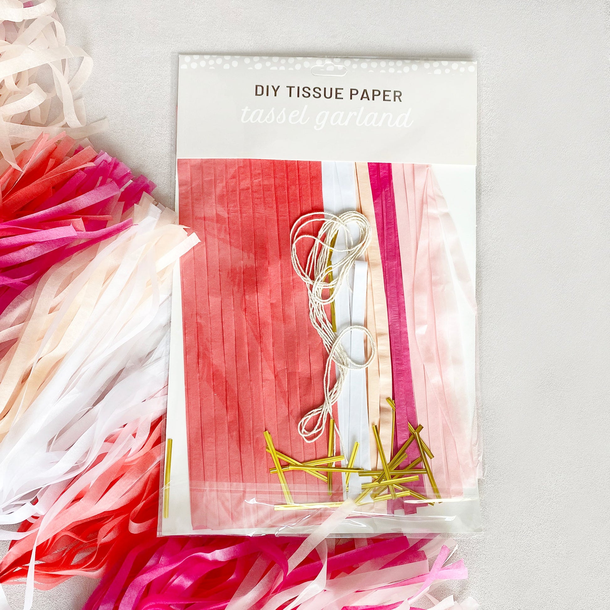Balloon Tissue Tassel Tail Fringe Kit in Pinks, Peach and Gold