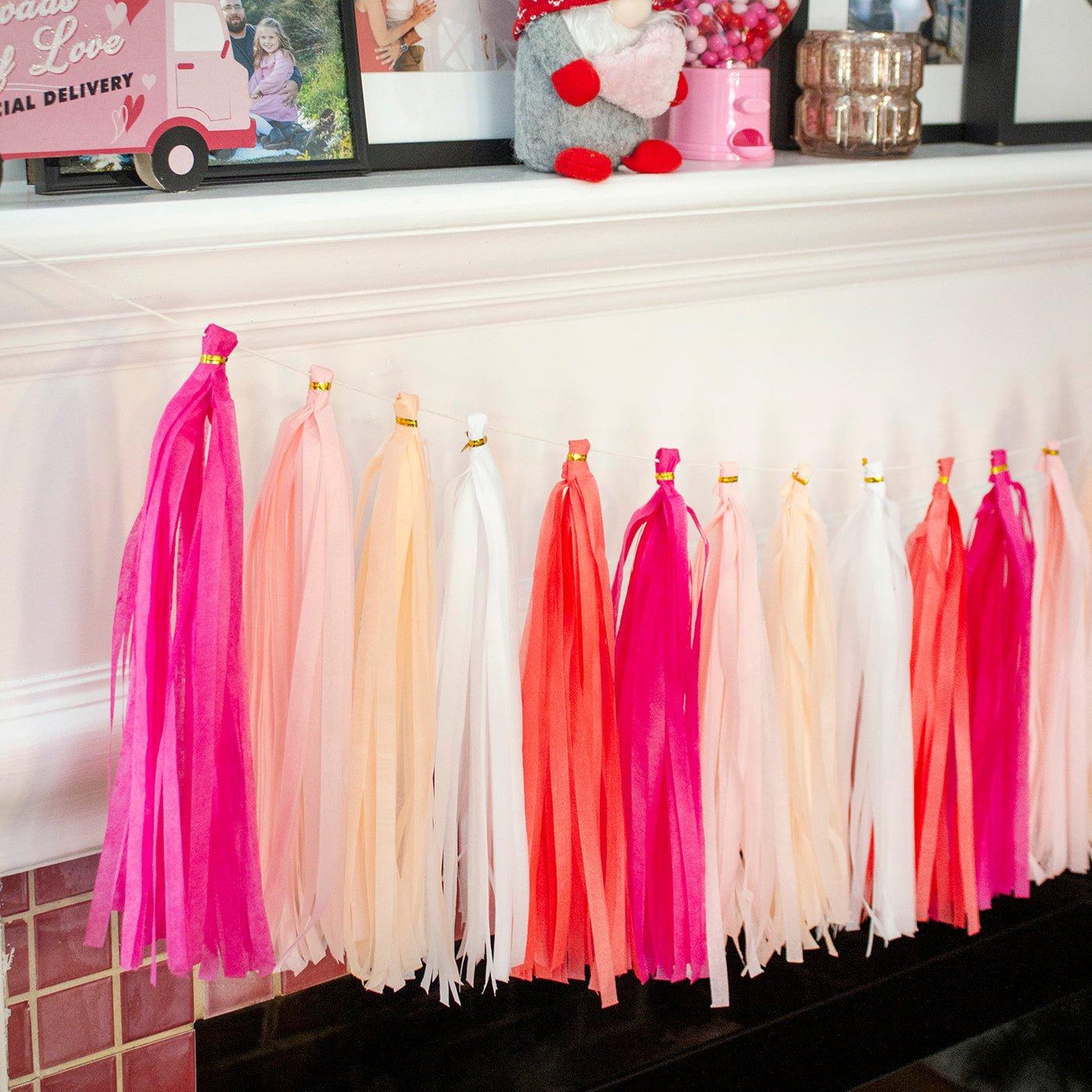 Fushia Pink Paper Tassel Garland for Decorations and Balloon