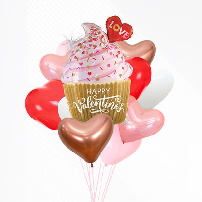 Valentine's Cupcake Heart Balloon Bouquet Kit (11 Pack) - Ellie's Party Supply