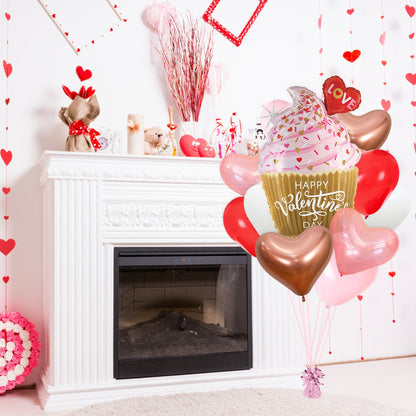 Valentine's Cupcake Heart Balloon Bouquet Kit (11 Pack) - Ellie's Party Supply