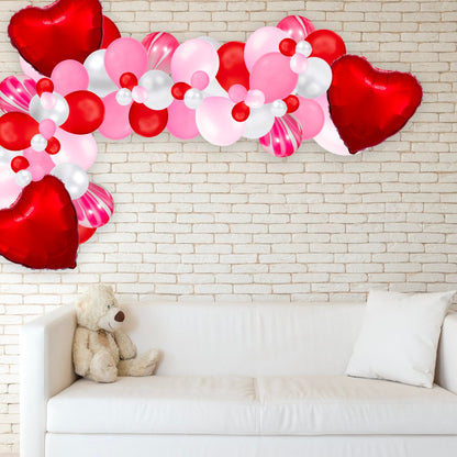 Valentine's Day Balloon Arch - Red & Pink Marble Balloon Garland Kit - Ellie's Party Supply