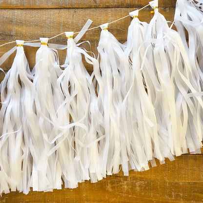 White Paper Tassel Tail - Tassel DIY Garland Kit - Ellie's Party Supply