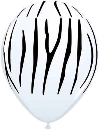 White Zebra Print Latex Balloons (10 Pack) - Ellie's Party Supply