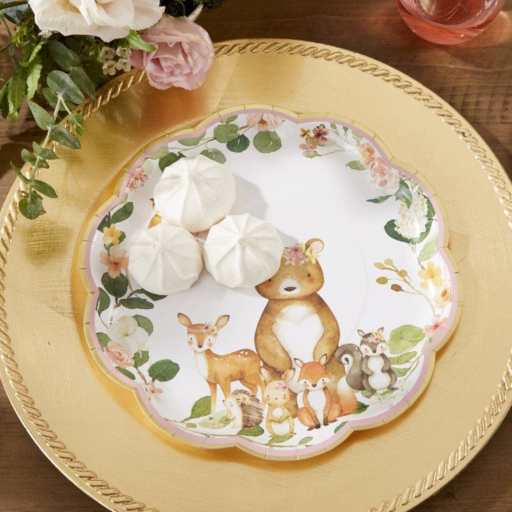 Woodland Animal Baby Paper Plates (Set of 16) - Ellie's Party Supply