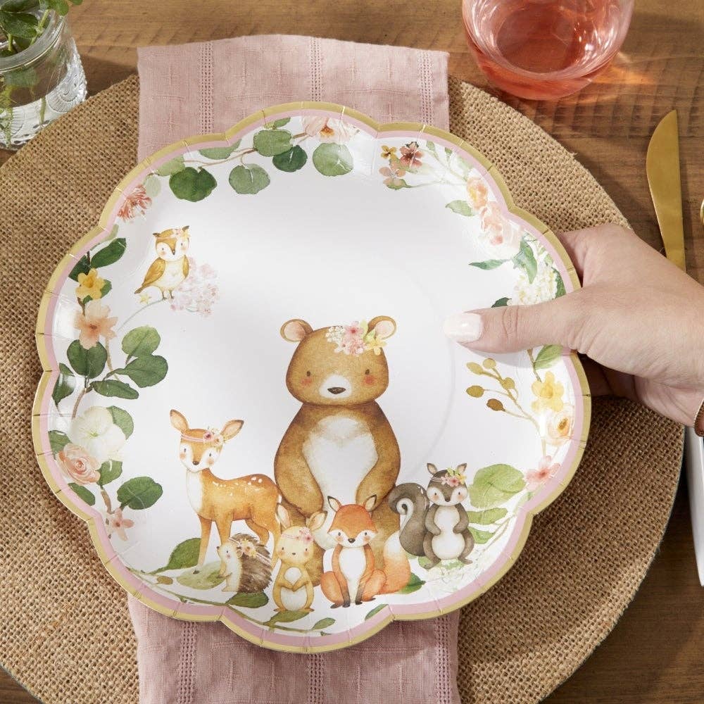 Woodland Animal Baby Paper Plates (Set of 16) - Ellie's Party Supply